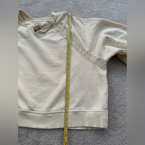 Aerie Size Large Pale Yellow Hey Crochet Sweatshirt Oversized Boxy Boho Pullover - Picture 9 of 15